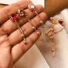 Muticolors Rounded Shaped Stones Long Drop Chain Earrings Set For Her 50004