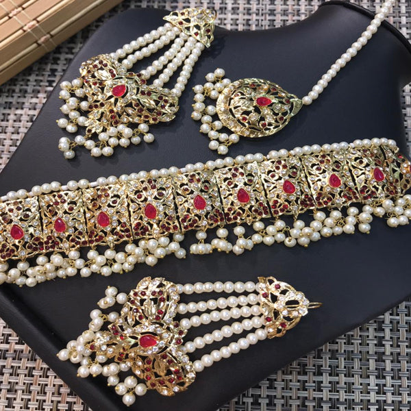 Set Hadrabade Malty Design Necklace For Women Red 51133