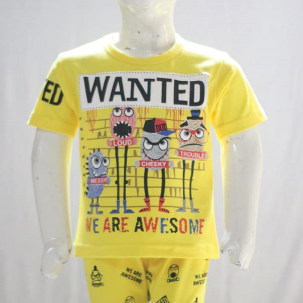 Wanted We Are Awesome Character Printed Malai Jersey Stuff Baba Yellow