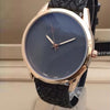 Latest Stylish High Quality Dark Blue  Dial & Creative Black Strap Watch For Men's 598211