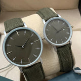 Green Strap Pair Watch With Date Option For Men's And Womens Best Gift For Valentine's Day 8765 | 24hours.pk