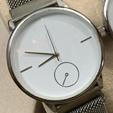 Magnetic Pair Watch Dummy Down Second Silver & White For Mens & Womens Best Gift For Valentines Day 8973 | 24hours.pk