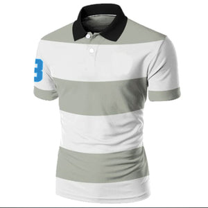 White & Grey Strips Contrast T-Shirt 22119