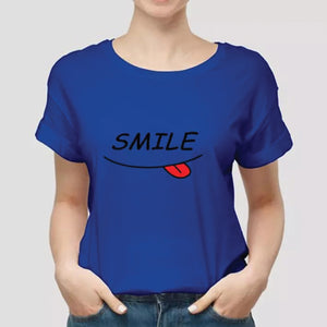 Smile Printed Unisex Half Sleeve Printed Half Sleeve T-shirt Blue 99910