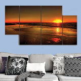 Sunset Beach Side Sea 3D Image 4pcs Wall Frame WF-179 | 24hours.pk