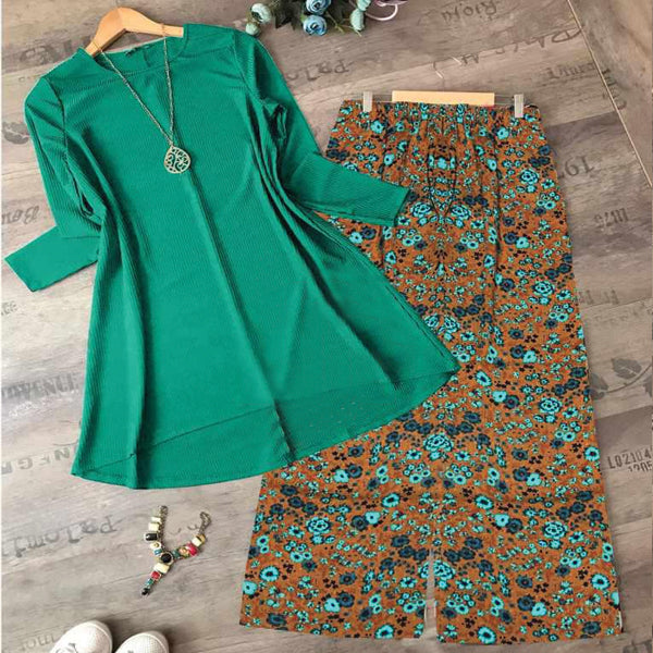 Western Plain Shirt Printed Trouser Boski Sea Green & Brown