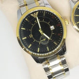 Creative Couple Watches Second With Date Ladies And Gents Pair Black Dial With Silver & Golden 97996 | Abdul Basit Janjee