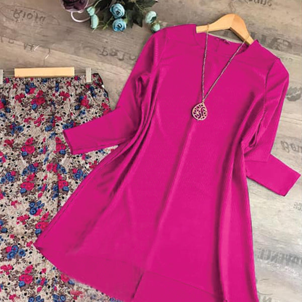 2 in 1 Kurti and Bootcut Trouser Set for Women & Girls Pink & Grey LP-002