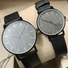 Black Strap Pair Watch With Date Option For Men's And Womens Best Gift For Valentine's Day 8765 | 24hours.pk