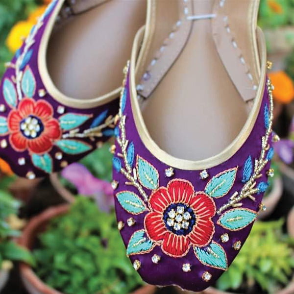 Latest Khussa Pair for Women Leather Purple 67843 | 24hours.pk