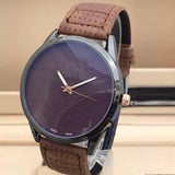 Latest Stylish High Quality Purple Dial & Brown Strap Watch For Men's 598211