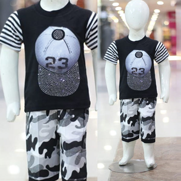 Cap Printed Lacra And Fine Jersey Stuff Baba Suit Black