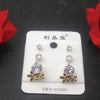 Small Flowers Golden with Rounded Shaped Diamonds Style Earrings Set For Womens | 24hours.pk