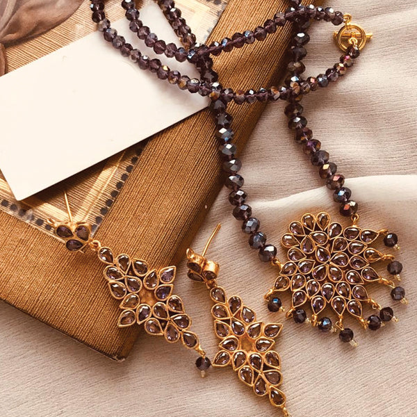 Vintage Beautiful Pearls Necklace with Earrings Set For Women's