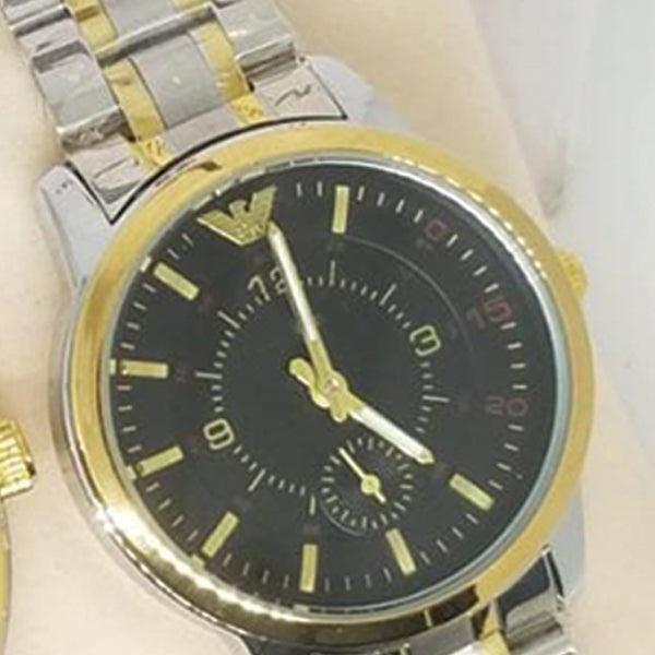 Creative Couple Watches Second With Date Ladies And Gents Pair Black Dial With Silver & Golden 97996 | Abdul Basit Janjee