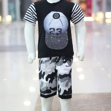 Cap Printed Lacra And Fine Jersey Stuff Baba Suit Black