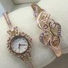Latest Creative Eclipse Shaped Watch With Fashionable Bracelet For Her 00445