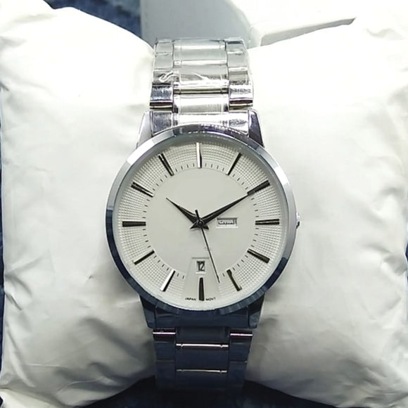 Latest Luxury Wrist Watch With Day & Date Function Silver Chain With White Dial 56421 | Ammad