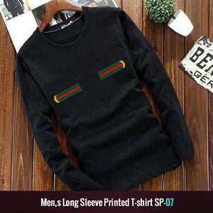 Latest Round Crew Neck Full Sleeve Printed Shirt For Men's Black SP07