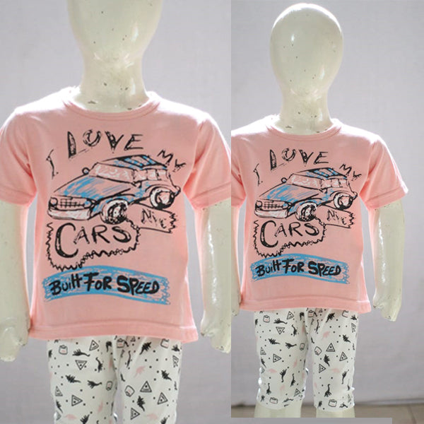 I Love My Car Printed Malai Jersey Stuff Baba Pink