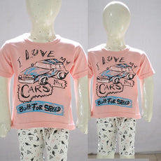 I Love My Car Printed Malai Jersey Stuff Baba Pink