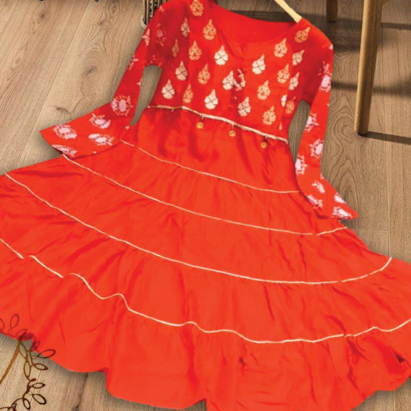 Stylish Frock For Girls Kids Light Red | 24hours.pk