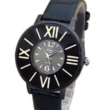 Simple Roman Wrist Watch For Womens Golden & Black  Dial With Black Belt | 24hours.pk