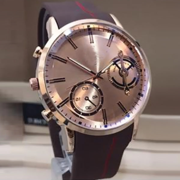 Latest Simple Design Watch Brown Strap With Golden Dial For Men's 89061 | Abdul Basit Janjee