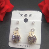 Golden Diamonds Earrings Set For Womens | 24hours.pk