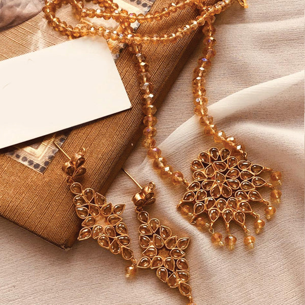 Vintage Beautiful Pearls Necklace with Earrings Set For Women's