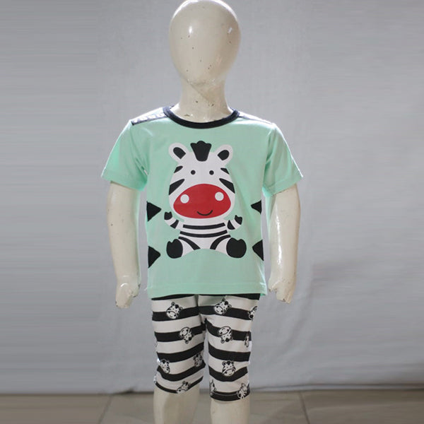 Zebra Character Printed Malai Jersey Stuff Baba Suit Multicolors