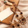 Stones & Pearls Necklace with Earrings For Women's In Random Colors
