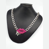 Latest Pink Lips Locket For Her With Silver Chain 25764 | 24hours.pk