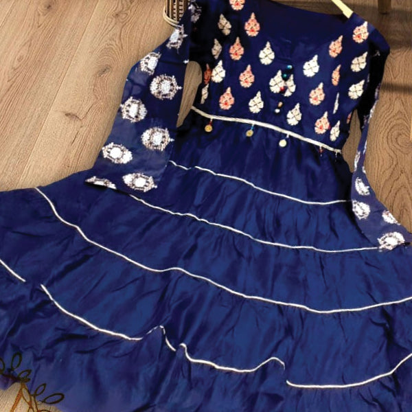 Stylish Frock For Girls Kids Dark Blue | 24hours.pk
