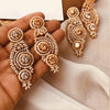 Vintage Gold Plated & Stones Styllish Rounded Shaped Earrings Set For Women's