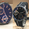 Latest Simple Design Watch Black Strap With Blue & Silver Dial For Men's 89061 | Abdul Basit Janjee