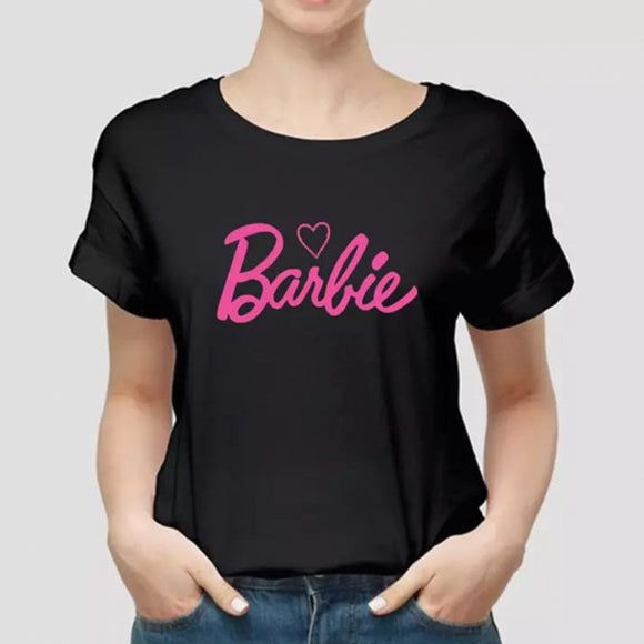Barbie Printed Girls Half Sleeve Printed Half Sleeve T-shirt Black 99910
