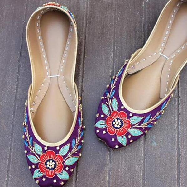 Latest Khussa Pair for Women Leather Purple 67843 | 24hours.pk