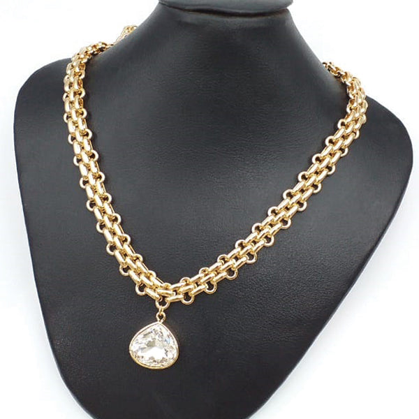 Latest Heart Shaped Stone With Chain Gold Locket For Her 25764 | 24hours.pk