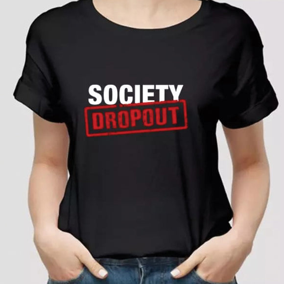 Society Dropout Printed Unisex Half Sleeve Printed Half Sleeve T-shirt Black 99910