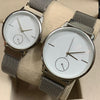 Magnetic Pair Watch Dummy Down Second Silver & White For Mens & Womens Best Gift For Valentines Day 8973 | 24hours.pk