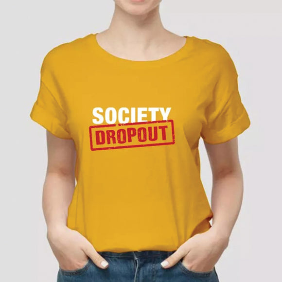 Society Dropout Printed Unisex Half Sleeve Printed Half Sleeve T-shirt Yellow  99910