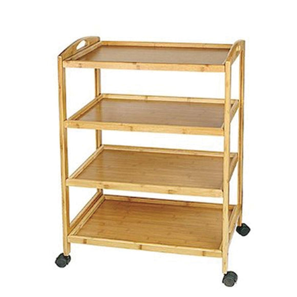 Multi Purpose Bamboo Trolley Cart/Storage Organizer Shelf 4 Level | 24hours.pk