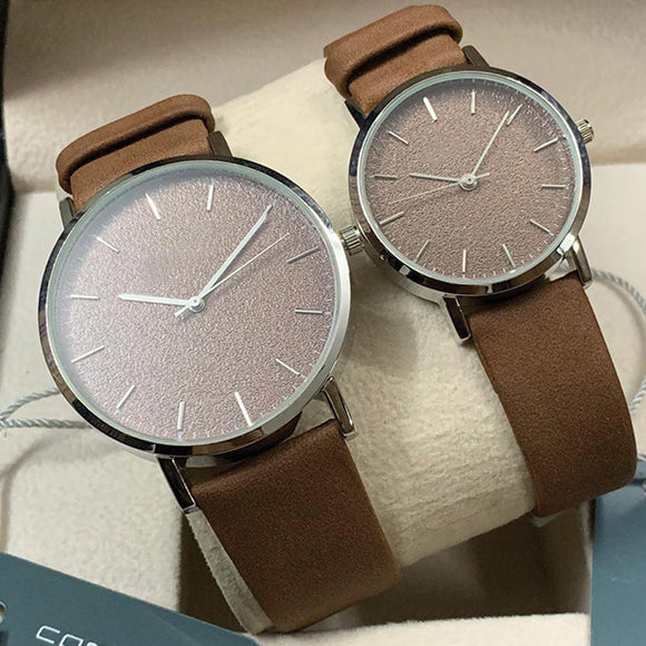 New Creative Couple Watches High Qualty Best For Valentines Day Watch Pair Brown | 24hours.pk