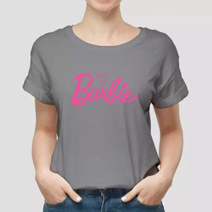 Barbie Printed Girls Half Sleeve Printed Half Sleeve T-shirt Dark Grey 99910