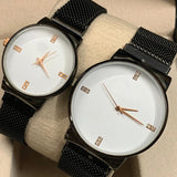 Ck Magnetic Pair Watch Dummy Down Second Black & White For Mens & Womens Best Gift For Valentines Day 8973 | 24hours.pk