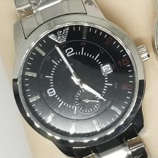 Creative Couple Watches Second With Date Ladies And Gents Pair Black Dial & Silver Chain 97996 | Abdul Basit Janjee