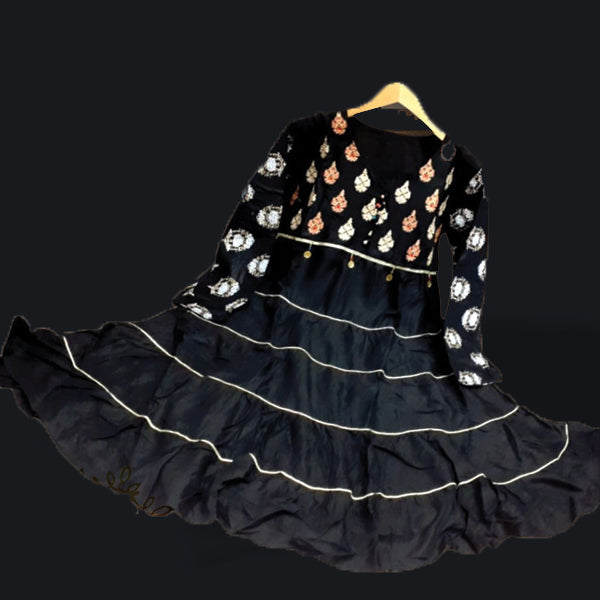 Stylish Frock For Girls Kids Light Black | 24hours.pk