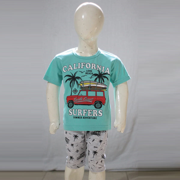 California Surfers Printed Malai Jersey Stuff Baba Suit Multicolors