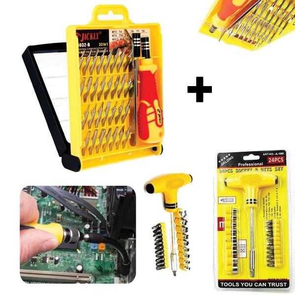 Pack of 2 - JACKLY ELECTRONIC Screwdriver Tool Kit & T-type Spanner Hand Tool | 24hours.pk